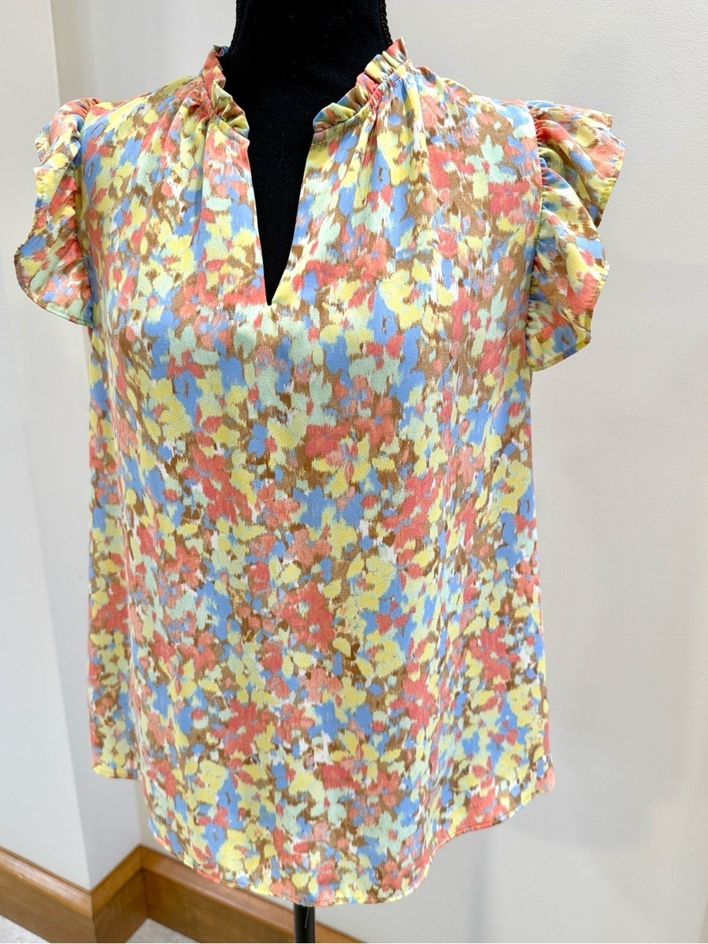 Nanette Lepore floral summer ruffle cap sleeve women’s top seize M